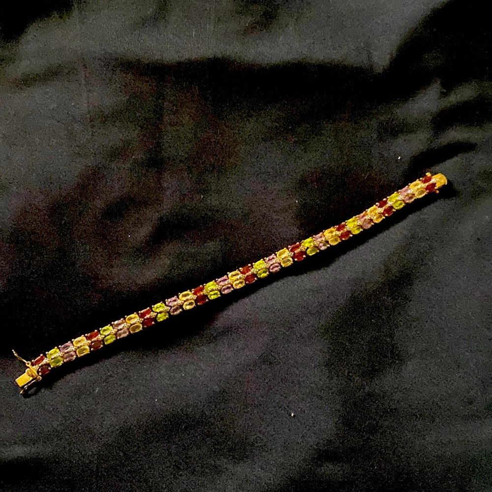 Multicolor gem tennis bracelet